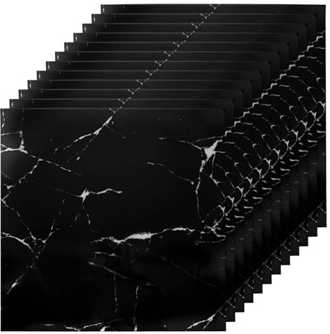 GREENSAPPIRE 40PCS 30x30cm Self-Adhesive Floor Tiles Peel and Stick Marble | Effect Vinyl Flooring – Waterproof Stick-On Tiles for Bathroom, Kitchen, Living Room, and Bedroom (40PCS-Black)