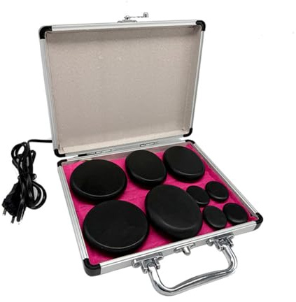 NEWFUN Hot Stone Massage kit Professionale, 9 Pietre da Massaggio Calde, Pietre da Massaggio Riscaldate Portatili per uso Domestico, Ideali per le Terme (9PCS)