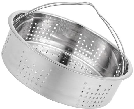 BRIGHTFUFU Vaporera de Cocina de Acero Inoxidable 304, Cestillo Redondo de 20 Cm con Doble Asa, Reutilizable y Seguro para Cocinar al Vapor Verduras, Albóndigas y Tamales en Olla Eléctrica
