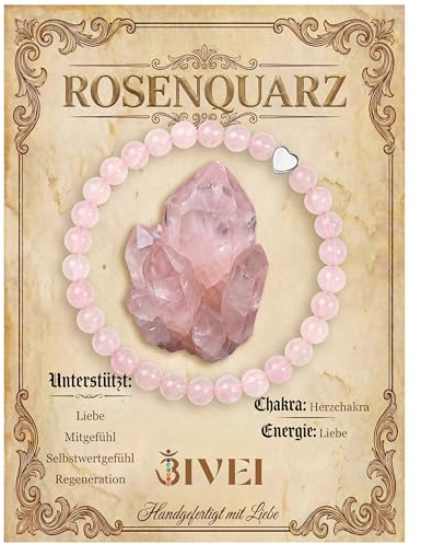 Bivei 6mm Kristall Stretcharmbänder für Damen | Handgemachtes Naturstein-Perlenarmband mit polierte Herzperle, elastisches Yoga-Schmuck Geschenkarmband für damen, beruhigt