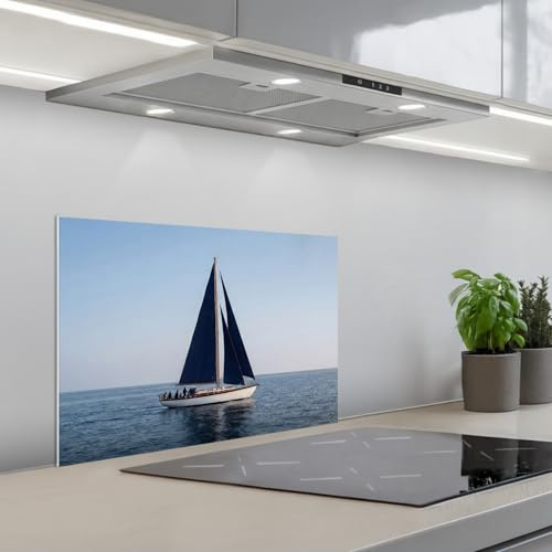 KitchenYeah© Splashback for Kitchen self-Adhesive Back Splashes Kitchens | 16x24 / 40x60 cm - Splash Guard Decor Sailboat - Sea - Blue