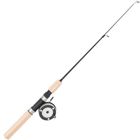 HUIOP Juego Combinado de Carrete de Caña Pescar en Hielo, Fibra Vidrio Duradera, Rotación Suave para Trucha, Percha, Combos Portátiles Pesca en Hielo para Cualquier Lugar, Kit Pesca