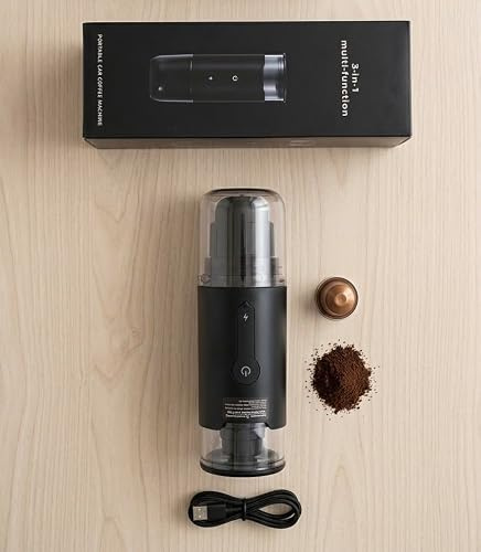Genérico Cafetera Portátil Automática, Compacta para Viaje, Oficina y Camping, Compatible con Cápsulas y Café Molido, con Filtro Reutilizable