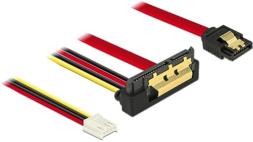 DeLOCK 85235 cable de SATA 0,3 m SATA 7-pin + Molex (4-pin) SATA 22-pin Negro - Cable SATA (0,3 m, SATA III, SATA 7-pin + Molex (4-pin), SATA 22-pin, Female connector / Female connector, Negro)