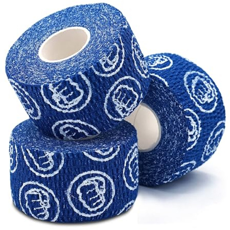 WOD Nation Weightlifting Hook Grip Athletic Tape - Sweat-Proof Thumb Tape - Anti-Blister Weightlifting Grips - Moldable Stretch Gym Wrap - Pack of 3 Rolls, 23 ft Each, Blue