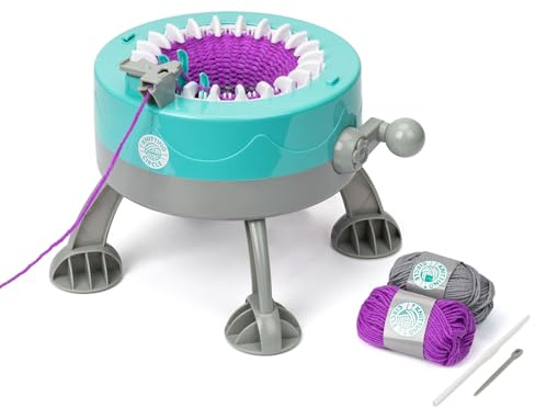 Knitting Circle Stazione per Bambini, Kit per Principianti, Piccola Macchina per Maglieria, Guanti a Maglia, Cappelli e Sciarpe con Filati Bicolore