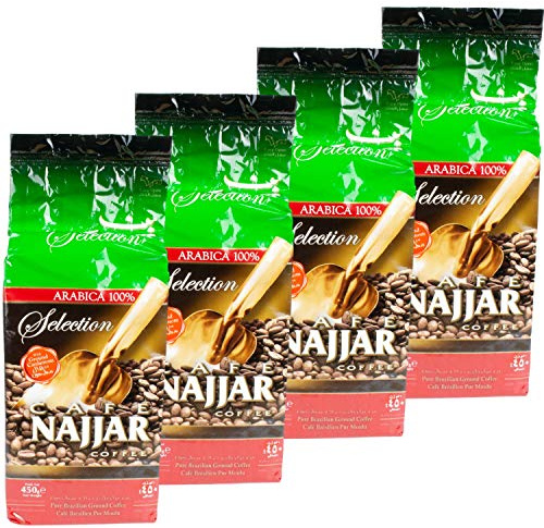 Najjar - Caffè arabo moka macinato con cardamomo in set da 4 pezzi da 450 g
