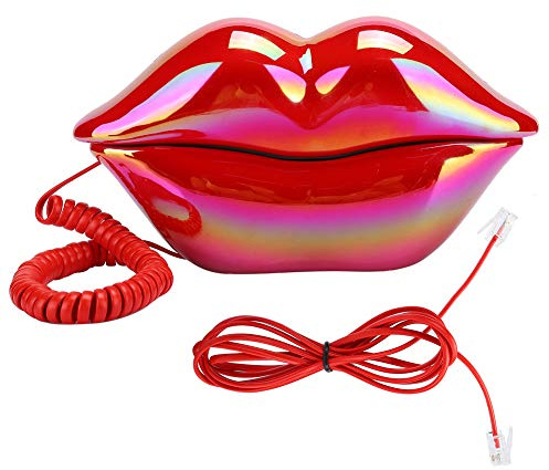 Téléphone Fixe, Creative Red Lips Téléphone de Bureau de Style Européen, Bouche Rouge Téléphone en Forme de Lèvre Téléphone Fixe Mignon et Lumineux Bureau Téléphone Filaire