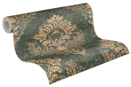 A.S. Création Livingwalls Metropolitan Stories 2 Vliestapete mit Ornamenten 0,53 x 10,05 m – Grün, Gold – elegante Barocktapete Made in Germany – 379011