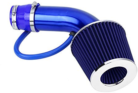 Manguera de inducción de aire frío, 76 mm 3 embudo en forma de tubo de inducción de aluminio para la mayoría de los coches (azul)