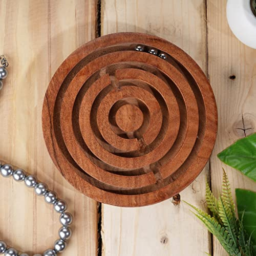 Ajuny Holz Kugellabyrinth 6 Zoll mit 3 Stahlkugeln ab 6 Jahren