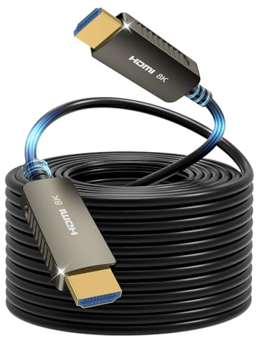 SOEYBAE 8K Optic HDMI Kabel 15m, HDMI 2.1 Glasfaserkabel 48Gbps 8K@60Hz 4K@120Hz 3D-Unterstützung HDCP2.2 für HDTV,Projektor,Gaming-Box,Heimkino, TV-Box
