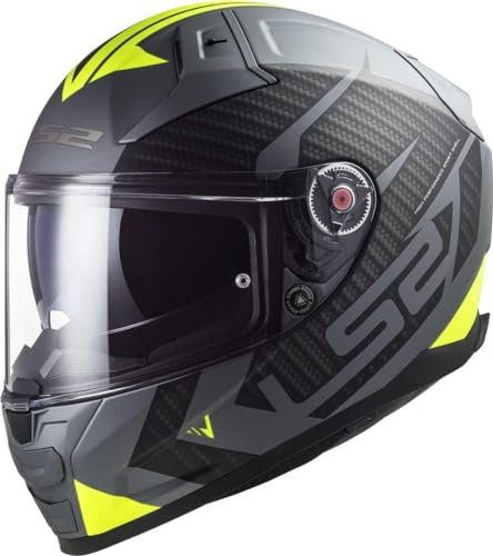 LS2, Integraler Motorradhelm Vector II Splitter Matt Titanium H-V Yellow, L