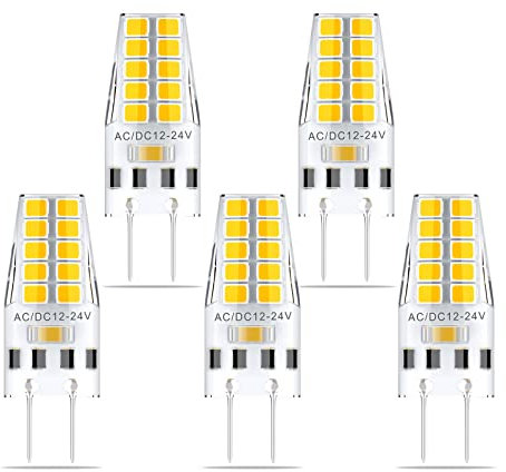 GY6.35 Ampoules LED 3W, AC/DC 10-30V Dimmable G6.35 LED 300LM, Equivalent des ampoules halogènes 30W, sans scintillement, 5-pack (Color : Warm White 3000K)