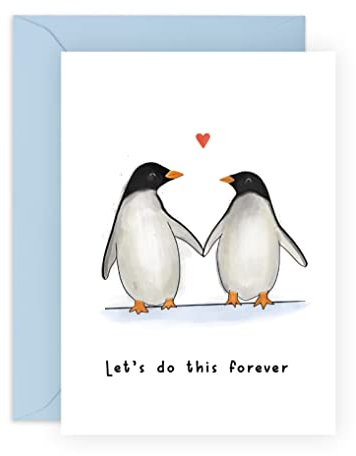 Karte Hochzeitstag für Paare Ehemann Ehefrau – Pinguine – Let's Do This Forever – für Freund Freundin Verlobte – Zur Verlobung Valentinstag – mit Aufklebern – von Central 23