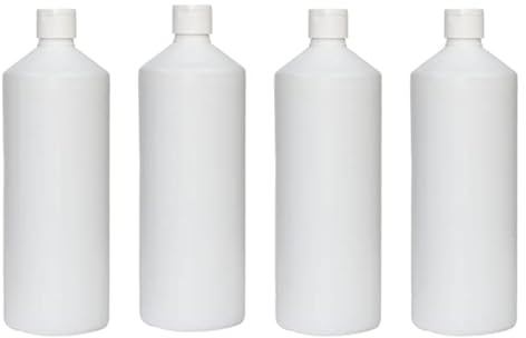 Palm Safe 4 bottiglie da 1 litro in plastica resistente HDPE, senza BPA, riutilizzabili, con tappo a scatto a prova di perdite