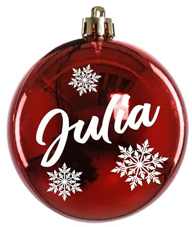 Weihnachtskugel mit Name Bedruckte aus Glas 8cm Wunschtext | Matt &Glänzend Personalisierte Christbaumkugel Groß | Weihnachten, Weihnachtsbaumschmuck | Kugeln (Glänzend, Rot)