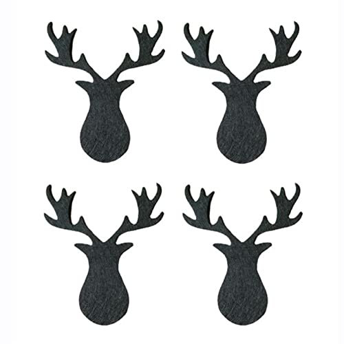 TOBILE Lot de 4 porte-couteaux et fourchettes de Noël en tissu non tissé pour décoration de table - Motif élan noir