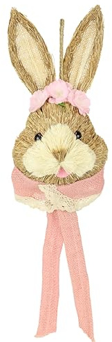 Bast-Hasenkopf Dekofigur Hase Osterhase Deko Ostern Osterdeko Figur Türdeko Osterkranz Wanddeko Osterdekoration Osterhänger Osterfigur Frühlingsdeko Dekohase Skulptur Basthase Frühling