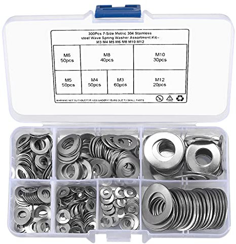 300 Stk Wellscheiben Federscheiben Unterlegscheiben, Wellenscheiben, Wellenfederscheibe Federscheiben Edelstahl, M3/M4/M5/M6/M8/M10/M12