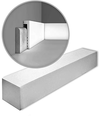 Orac Plinthes SX171-box-4 200 cm x 2,2 cm x 10 cm Polystyrène extrudé (HDPS) lisse angulaire avec passage de câble prétraité 20 moulures / 40 m