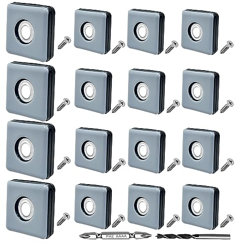 DXLing 16 Pezzi Feltrini in Teflon 25mm Piedini per Mobili in Teflon Feltrini Sedie con Vite Teflon Mobili Scivoli con Chiodo Scivoli per Sedia per Spostare Feltrini per Mobili con Trapani e Punte