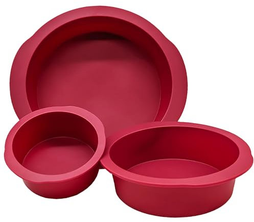 Mlying Silikon Backform Set, 3 Stück Silikon Kuchenform Rund, Antihaft Backform Rund für Kuchen, Käsekuchen und Brote, 10+15+20cm (Rundform-3pcs-10+15+20cm)