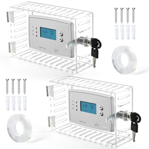 Lock Box With Key, 2Pack Universal Acrylic Cover for Goole Nest and Honeywell Home Thermostats, Large Guards for Wall Thermostats 5.9*4*2.5 or Smaller