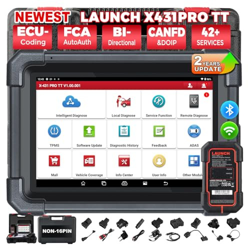 LAUNCH X431 PRO TT LAUNCH OBD2 Scanner Bidirectional Car Diagnostic Tool Fast DBSCar VII Connector,Full System Diagnostic,ECU Online Coding, 38+ Reset,FCA AutoAuth, V.A.G Guide OBD2 diagnostic Tool