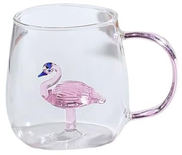GUYANA Mug Personnalisé Tasse d'eau en verre de 380 ml, for filles et femmes, tasse de bureau à domicile Tasse Personnalisable (Color : Flamingo)