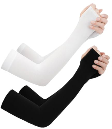 VODAFQS 2 Paires Manchette Bras Soie Glacé Manche Tatouages Couvrants Manchette Arm Sleeve Anti-UV Protection Manchon De Compression Bras