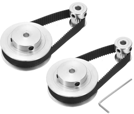 QUARKZMAN 2 Set GT-2 Synkronhjul 20&60 tänder 5 mm hål, aluminiumlegering tandremskiva med 2 st längd 200 mm bredd 10 mm rem för 3D-skrivare, CNC-maskin (20-60T-5B-10)