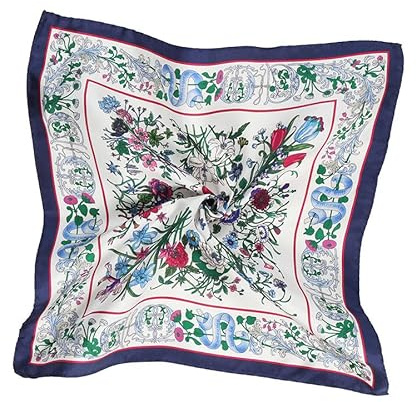 Oliver Wicks Hochwertiges Einstecktuch – einzigartige und schön gestaltete Einstecktücher, Marineblau, Grün und Weiß mit Blumenmuster, Einheitsgröße