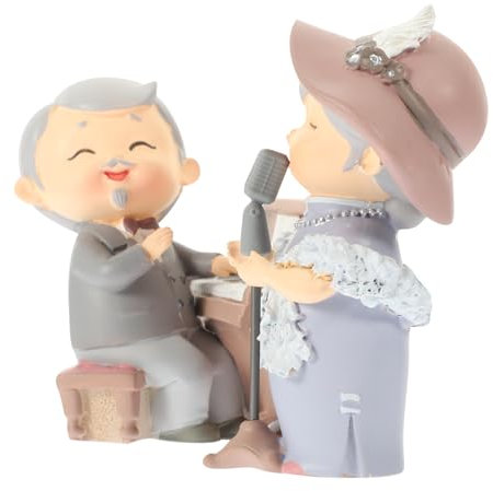Alipis 1 Set Ornamenti Della Nonna Del Vecchio Figurina Di Sposi Figurina Coppia Di Nonni Regali Della Nonna Nipoti Topper Per Torta Di Anniversario Nonno Natale Resina Sintetica