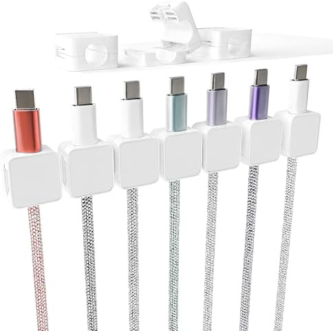 HYYTOK 10 Pack Magnetic Cable Clips, Cord Organizer Holder Self Adhesive Cable Management for Desk, Wall, Car, Office and Home