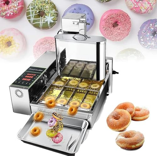 RRXEOUU Automatic donut maker machine, commercial donuts making machine, frying mini donuts maker, adjustable thickness 304 stainless steel(110v)