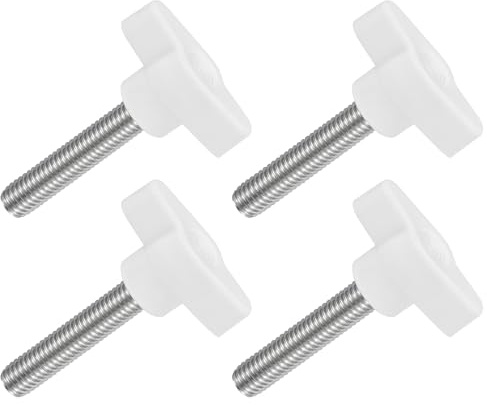 QUARKZMAN 4 Stück T-Flügelschraube mit Griffen M8 x 40mm Weiß | Männliche Schraube Knopf 304 Edelstahl Rändelschraube Daumenschrauben-Griff 36mm Durchmesser