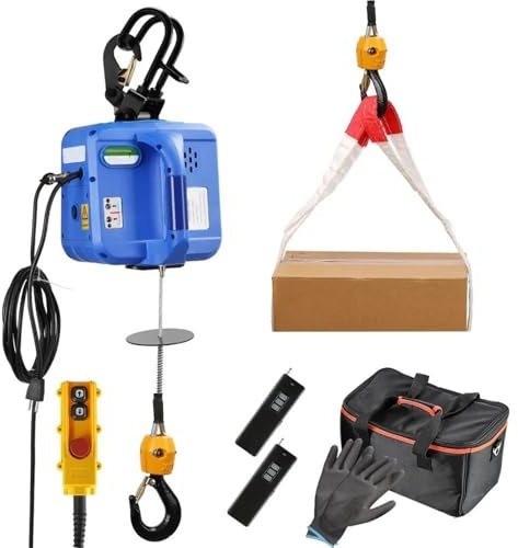 Argano elettrico Paranco elettrico PRO, altezza di sollevamento 29,5 piedi, verricello elettrico portatile da 1600 W, controller pendente, sovraccarico da 1.100 libbre montacarichi da balcone