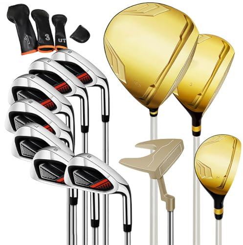 Golfklubbor set, 11 delar golfklubbor för män för höger hand, med stativväska, driver, Fairway Wood, hybrid och putter, lämplig för män och kvinnor för golfare utomhussporter