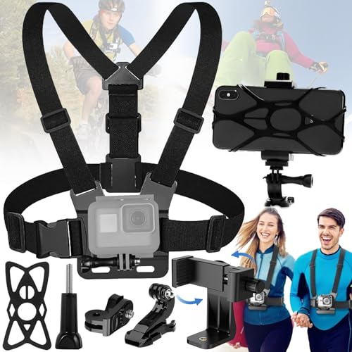 dcas Actionkamera bröstbandstillbehör kit, för Gopro Hero justerbar bröstrem, 360° rotation bröstband mobiltelefon, 360° rotation bröstband mobiltelefon, för Gopro Hero/DV/telefon