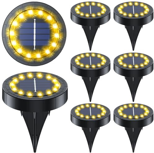 GIACOMO 14LED Luci Solari per Giardino IP65, Nuovo stile 2024 Lampade Solare Esterno Incasso Faretti a Terra Luce Sepolta Solare Impermeabile per Prato Vialetto Scala Paesaggio, Bianco Freddo
