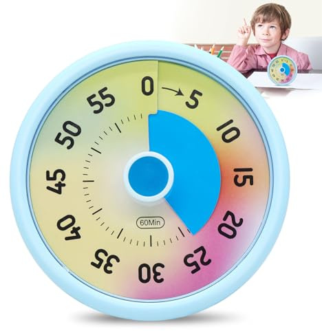 Idota Visueller Timer für Kinder, 60 Min. Countdown Schreibtisch Timer Blau | Tragbarer Batteriebetriebener Kinder Zahnputztimer Ohne Ticken (Ohne Akku) Zeitmanagement Tool für Schule Büro Küche