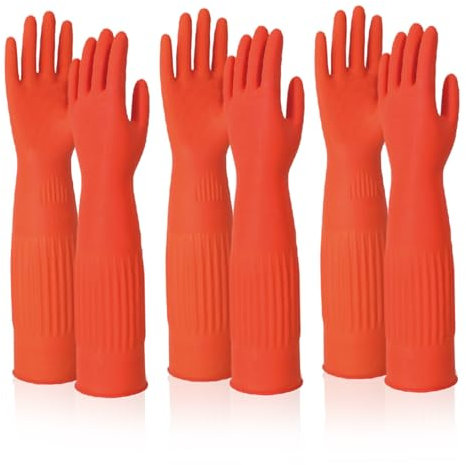 Abibiocy Lavaggio di guanti da 3 coppie da 3 pollici da 15 pollici senza slip guanti pulizia in lattice protezione elastica per la pulizia di casa, cucina, bagno, lavaggio per auto
