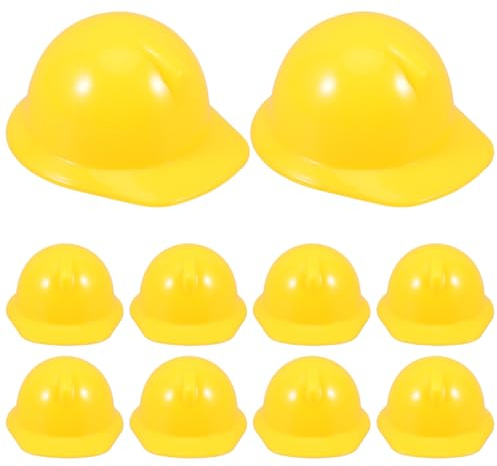 Didiseaon Mini Bauhelm 10 Stück Kunststoff Mini-Schutzhelme Für Kinder Puppen Kostüm Zubehör Dekorativer Baumeister Helm Für Spielzeug Haustier Party Outdoor