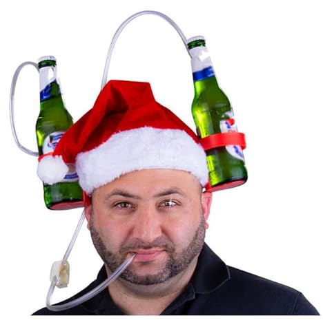 Generisch Casco per bere, Oktoberfest, birra, carnevale, Natale, con tubo flessibile, per 2 lattine di birra, articolo divertente da calcio, divertente