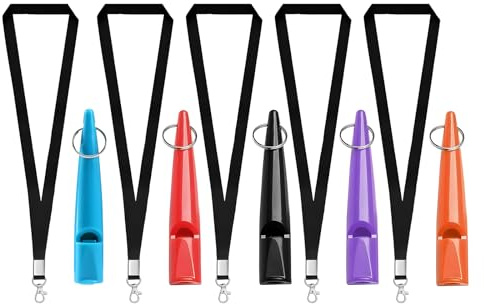 TUBAWD 5Pcs Dog Whistles, Dog Training Whistle, Professional Dog Whistles, Dog Training Whistle High Pitch Dog Whistles with Lanyard Keychain for Barking & Recall