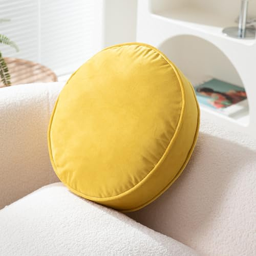 Fouriding Dutch Fleece Runde Wurfkissen 35CM,Bunte Kürbis Kissen Weiche Kissen Bodenkissen für Couch Wohnzimmer Sofa Bett Stuhl Boden Auto Geschenk (Gelb)