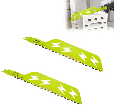 Miosugo Lot de 2 lames de scie sabre en métal dur - Pour bois et pierre - Convient pour béton poreux, briques rouges et fibrociment (30,5 cm)