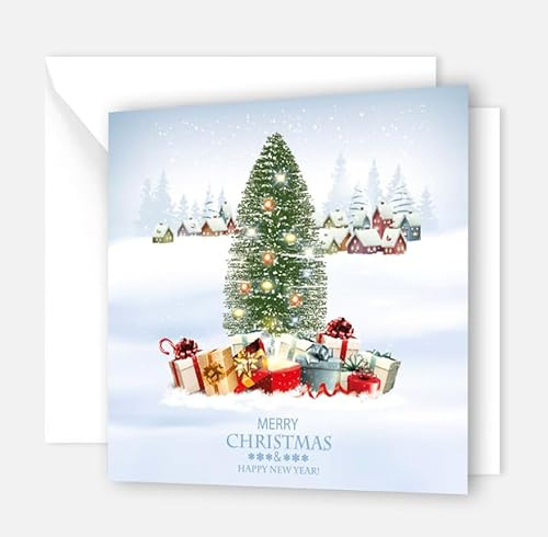 30 edle Premium Weihnachtskarten 14,8 x 14,8cm - mit Umschlag, Klappkarten für Firmen Unternehmen Grusskarten zu Weihnachten merry christmas