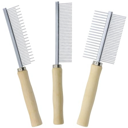 3 Pcs Dog Combs for Grooming, Metal Dog Comb for Removing Tangles and Knots